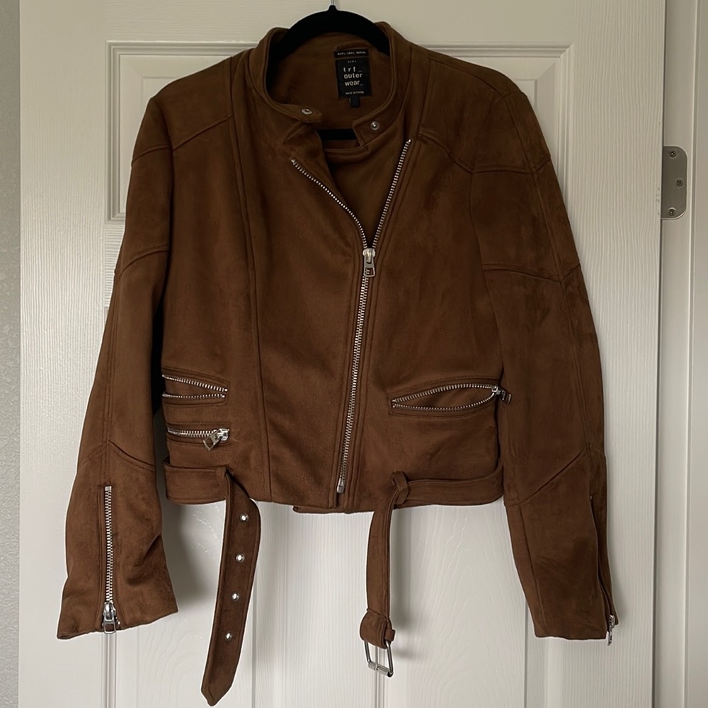 Zara Brown Suede Moto Jacket